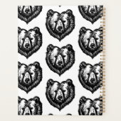 Black and White Bear's Face Ink Drawing Planner (Achterkant)