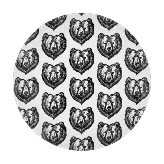 Black and White Bear's Face Ink Drawing Snijplank (Voorkant)