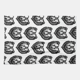 Black and White Bear's Face Ink Drawing Theedoek