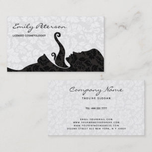 Black and White Beauty/Cosmetology Design Business Visitekaartje