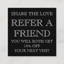 Black and White Beauty Salon Referral-Kaart