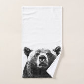 Black and White Beer Woodland Animal Bad Handdoek (Handdoek)