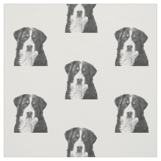 Black and White Bernese Mountain Dog Stof (Swatch)