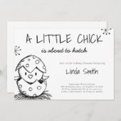 Black and White Bird Hatching Baby Shower Kaart (Voorkant / Achterkant)