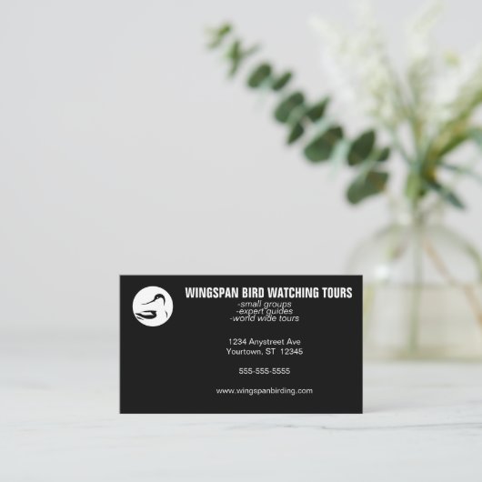 Black and White Bird Watching Wildlife Eco Tourism Visitekaartje (Staand voorkant)