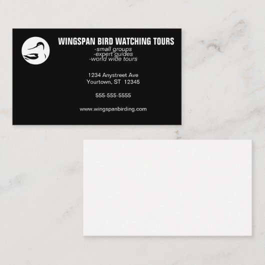 Black and White Bird Watching Wildlife Eco Tourism Visitekaartje (Voorkant / Achterkant)