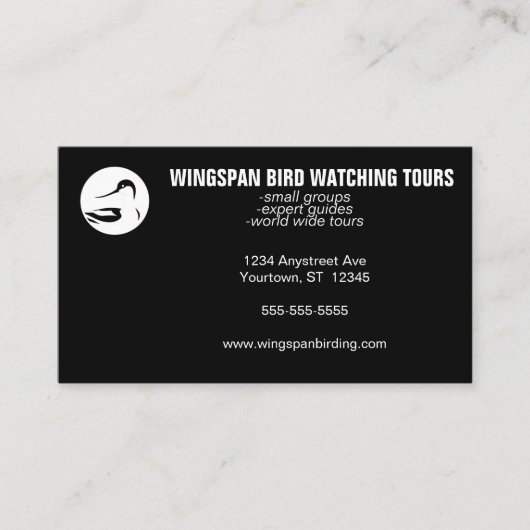 Black and White Bird Watching Wildlife Eco Tourism Visitekaartje (Voorkant)