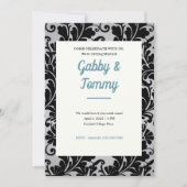 Black and White Black Damask Invitation Kaart (Voorkant)