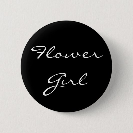 Black and White Bloemenmeisje Button (Voorkant)