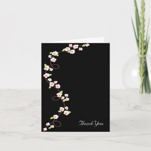 Black and White Blossom Dank je Bedankkaart
