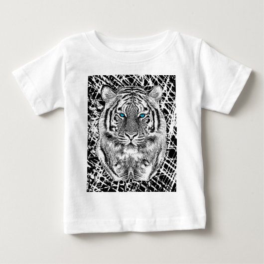 Black and White Blue Eyes Tiger Graphic (Voorkant)