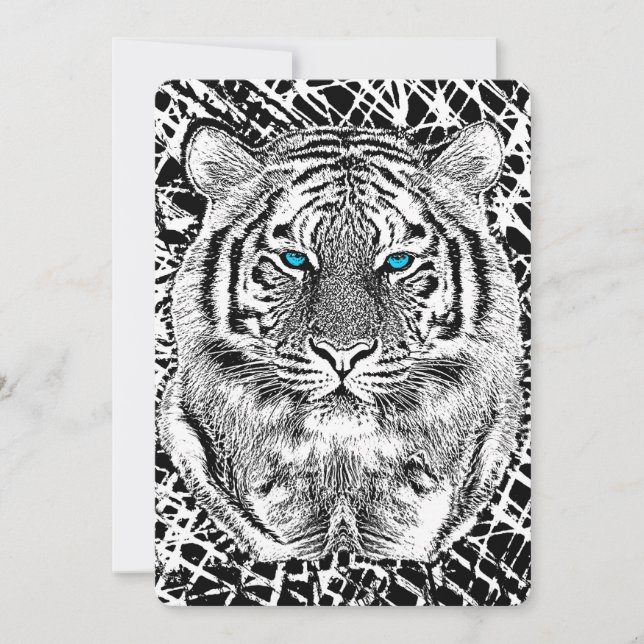Black and White Blue Eyes Tiger Graphic (Voorkant)