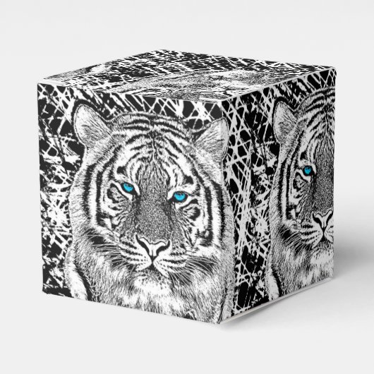 Black and White Blue Eyes Tiger Graphic Bedankdoosjes (Voorkant Zijde)