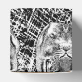 Black and White Blue Eyes Tiger Graphic Bedankdoosjes (Bovenkant)