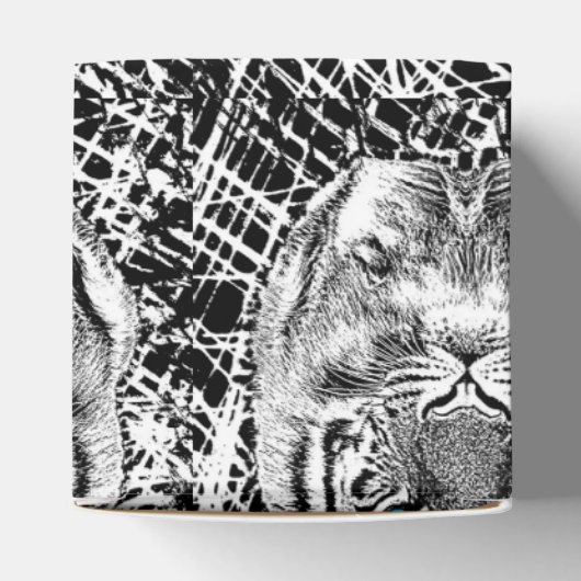 Black and White Blue Eyes Tiger Graphic Bedankdoosjes (Bovenkant)