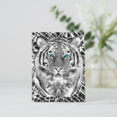 Black and White Blue Eyes Tiger Graphic Briefkaart (Staand voorkant)