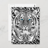 Black and White Blue Eyes Tiger Graphic Briefkaart (Voorkant / Achterkant)