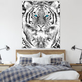Black and White Blue Eyes Tiger Graphic Canvas Afdruk (Insitu (Slaapkamer))