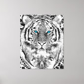 Black and White Blue Eyes Tiger Graphic Canvas Afdruk (Voorkant)