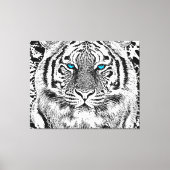 Black and White Blue Eyes Tiger Graphic Canvas Afdruk (Voorkant)