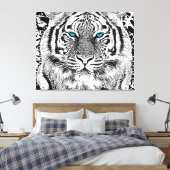 Black and White Blue Eyes Tiger Graphic Canvas Afdruk (Insitu (Slaapkamer))