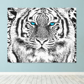 Black and White Blue Eyes Tiger Graphic Canvas Afdruk (Insitu (Houten vloer))