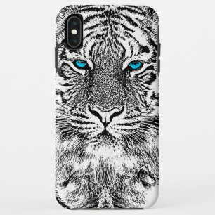 Black and White Blue Eyes Tiger Graphic iPhone XS Max Hoesje