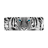 Black and White Blue Eyes Tiger Graphic Etiket (Voorkant)