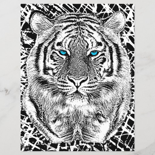 Black and White Blue Eyes Tiger Graphic Flyer (Voorkant)
