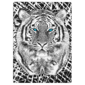 Black and White Blue Eyes Tiger Graphic Klembord (Achterkant)