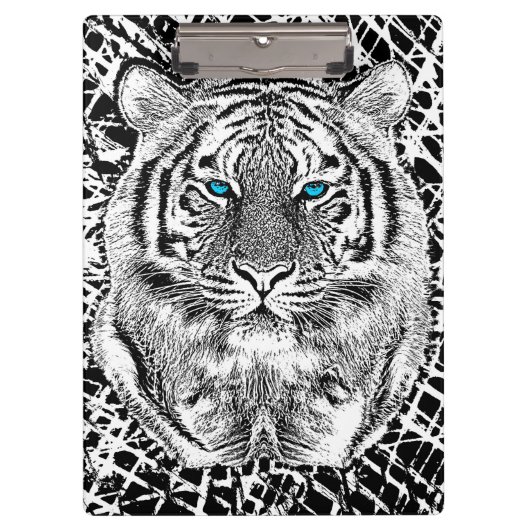 Black and White Blue Eyes Tiger Graphic Klembord (Voorkant)