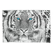 Black and White Blue Eyes Tiger Graphic Kussensloop (Voorkant-Links)