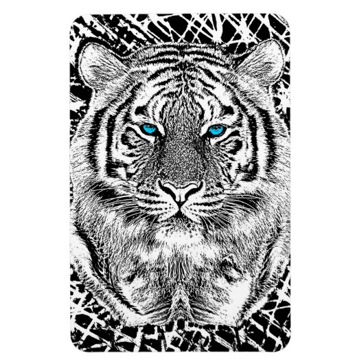 Black and White Blue Eyes Tiger Graphic Magneet (Verticaal)