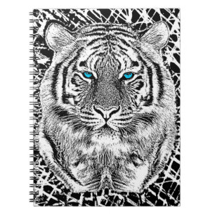 Black and White Blue Eyes Tiger Graphic Notitieboek