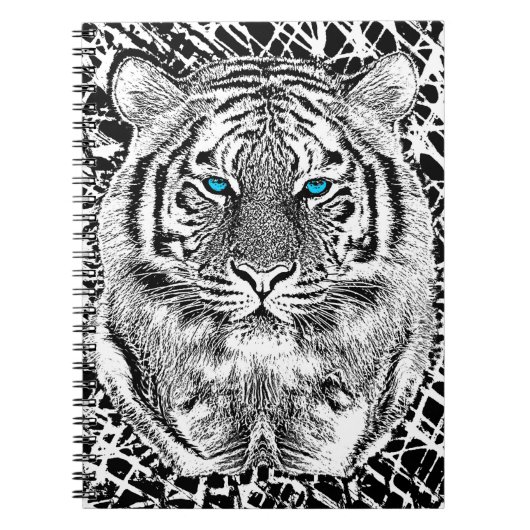 Black and White Blue Eyes Tiger Graphic Notitieboek (Voorkant)