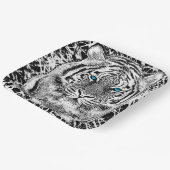 Black and White Blue Eyes Tiger Graphic Papieren Bordje (Gebogen)