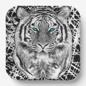 Black and White Blue Eyes Tiger Graphic Papieren Bordje (Voorkant)