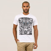 Black and White Blue Eyes Tiger Graphic T-shirt (Voorkant volledig)