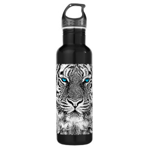 Black and White Blue Eyes Tiger Graphic Waterfles