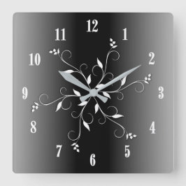 Black and White Blue Numbers Accent Vierkante Klok