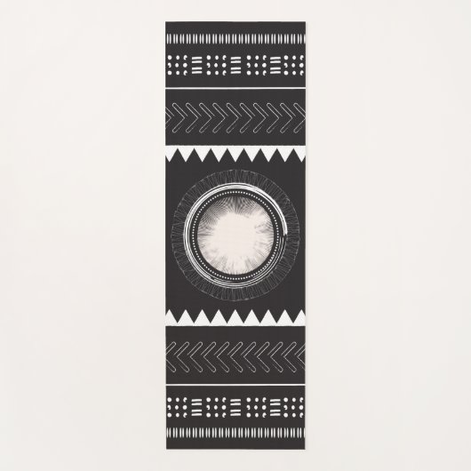 Black and White Boho Yoga Mat (Voorkant)