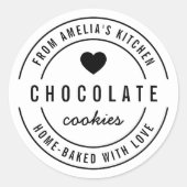 Black and White Bold Heart Thuisgebakken met liefd Ronde Sticker (Voorkant)