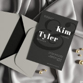 Black and white bold typography names wedding kaart