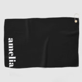 Black and White Bold Typography Personalized Name Golfhanddoek (Horizontaal)