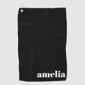 Black and White Bold Typography Personalized Name Golfhanddoek (Voorkant)