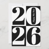 Black and White Bold Year Blocks Happy New Year Feestdagenkaart (Voorkant)
