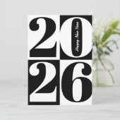 Black and White Bold Year Blocks Happy New Year Feestdagenkaart (Staand voorkant)