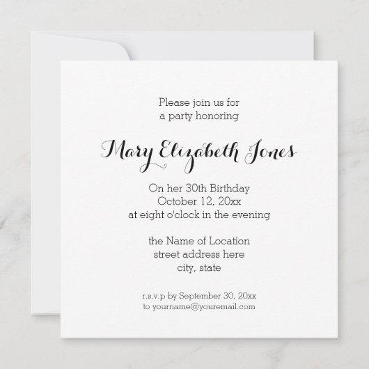 Black and White Bon Appetit  Kaart (Achterkant)