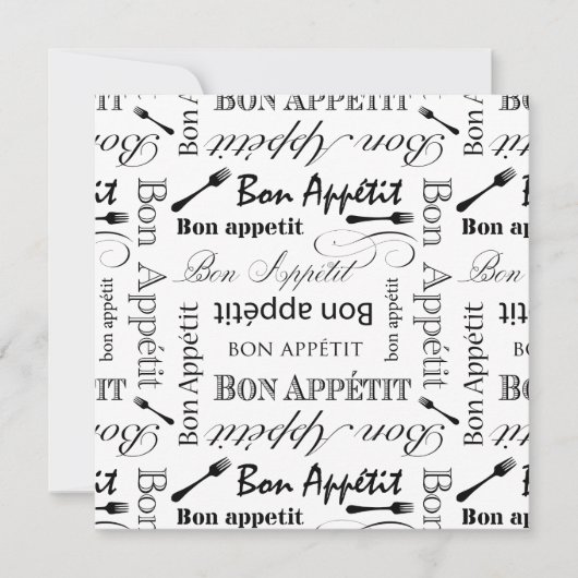 Black and White Bon Appetit  Kaart (Voorkant)