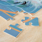 Black and White Border Collie Surfing Legpuzzel (Zijkant)